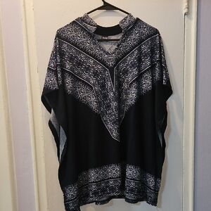 Black and White Patterned Poncho